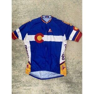 Radere Colorado Cycling Jersey Full Zip XL Mens Short Sleeve Blue White Denver
